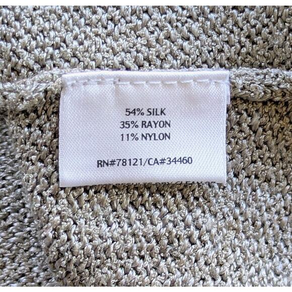 Eileen Fisher Silk Blend Button Cardigan Small Gray Knit Pockets Minimalist - Picture 8 of 10